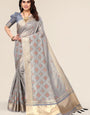 Grey  cotton Fabric saree with Embroidery work