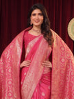 Rani Pink Banarasi Silk Saree With Dupatta