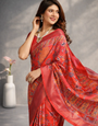 Red Dola Silk Printed Saree