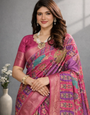 Rani Pink Dola Silk Printed Saree