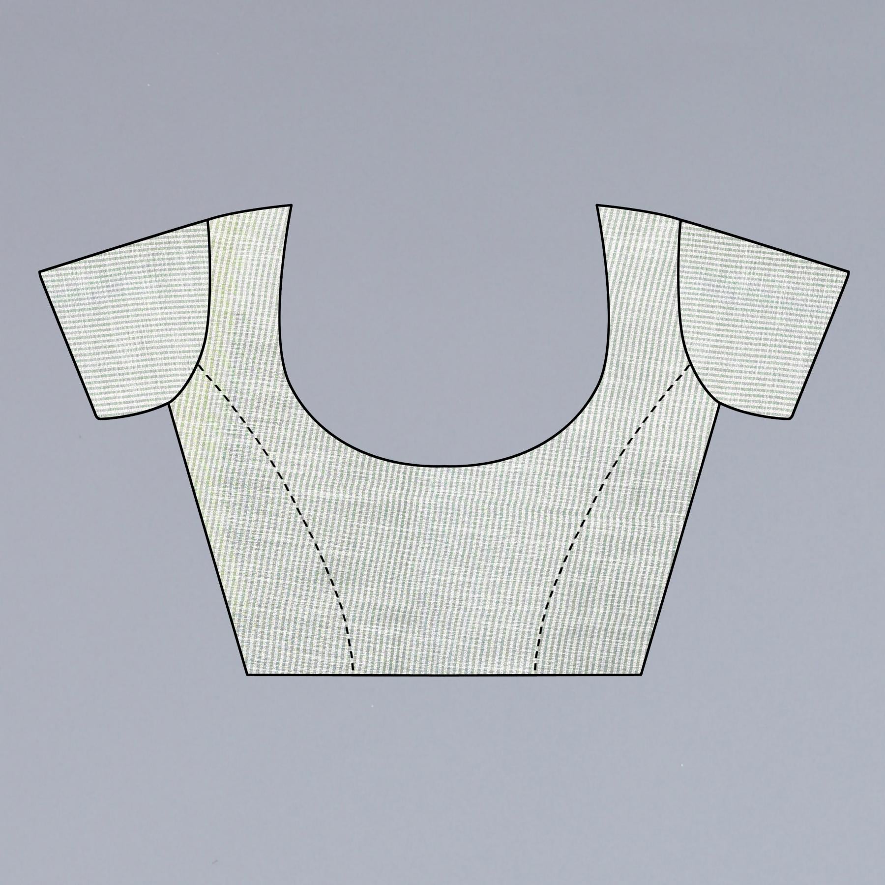 Sea Green Linen Cotton Saree With Blouse 