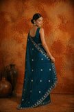Premium Teal Blue Jimmy Choo Sequin Work Saree