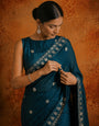 Premium Teal Blue Jimmy Choo Sequin Work Saree