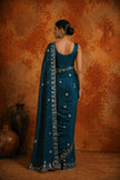 Premium Teal Blue Jimmy Choo Sequin Work Saree