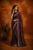 Premium Brown Jimmy Choo Sequin Work Saree