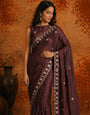 Premium Brown Jimmy Choo Sequin Work Saree