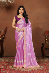 Sequence work saree in purple color