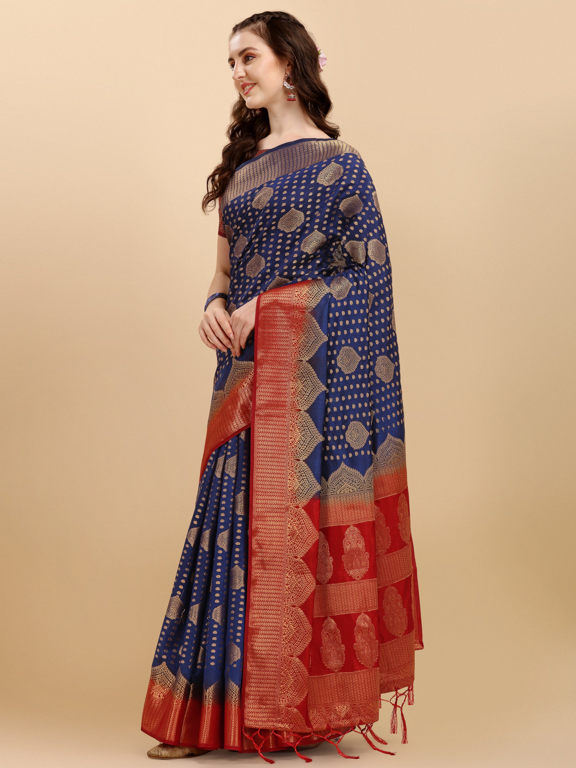 Navy Blue Banarasi Weaving Saree