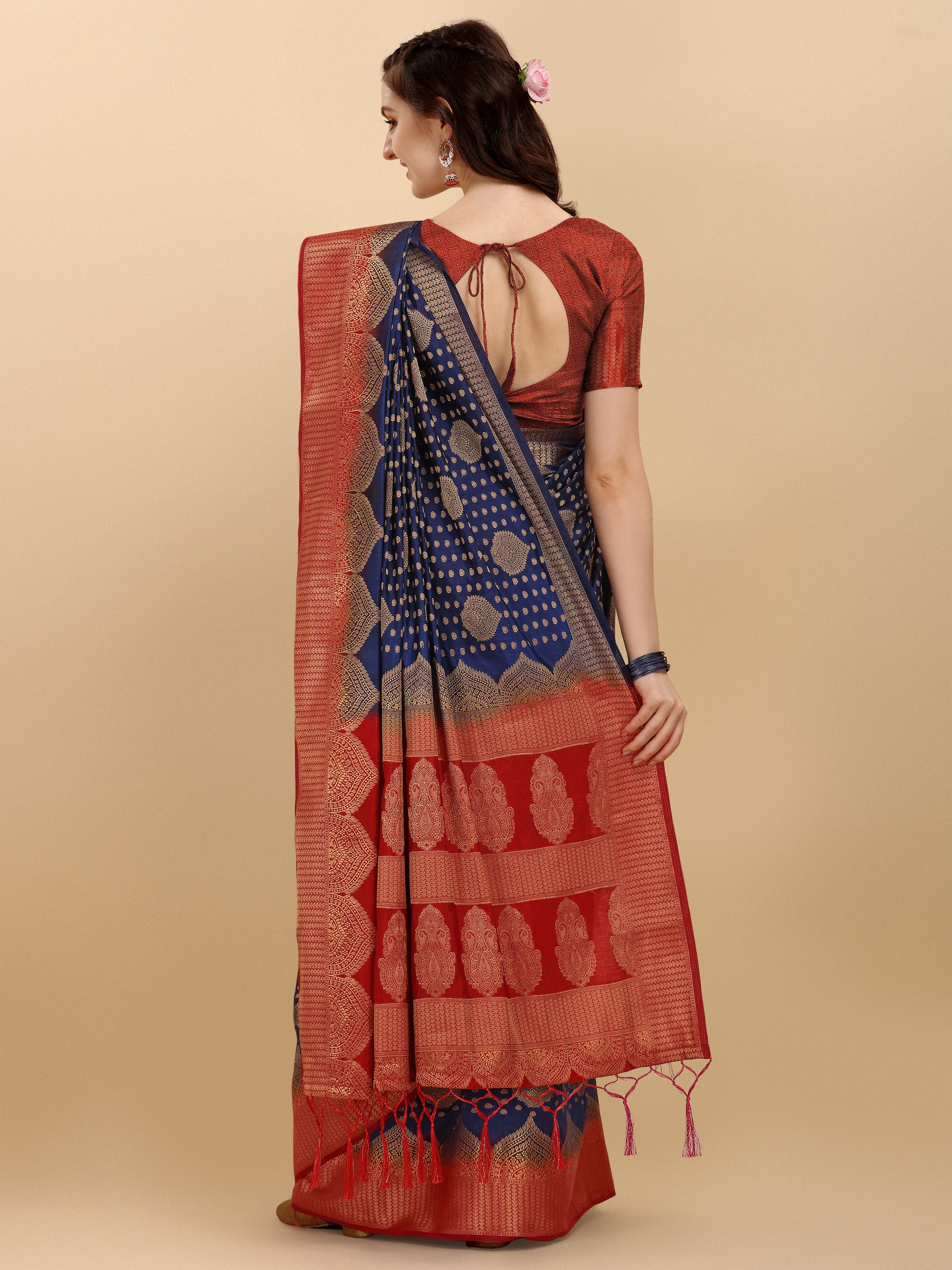Navy Blue Banarasi Weaving Saree