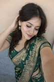 Dark Green Banarasi Silk Zari Saree Styled by Tanya