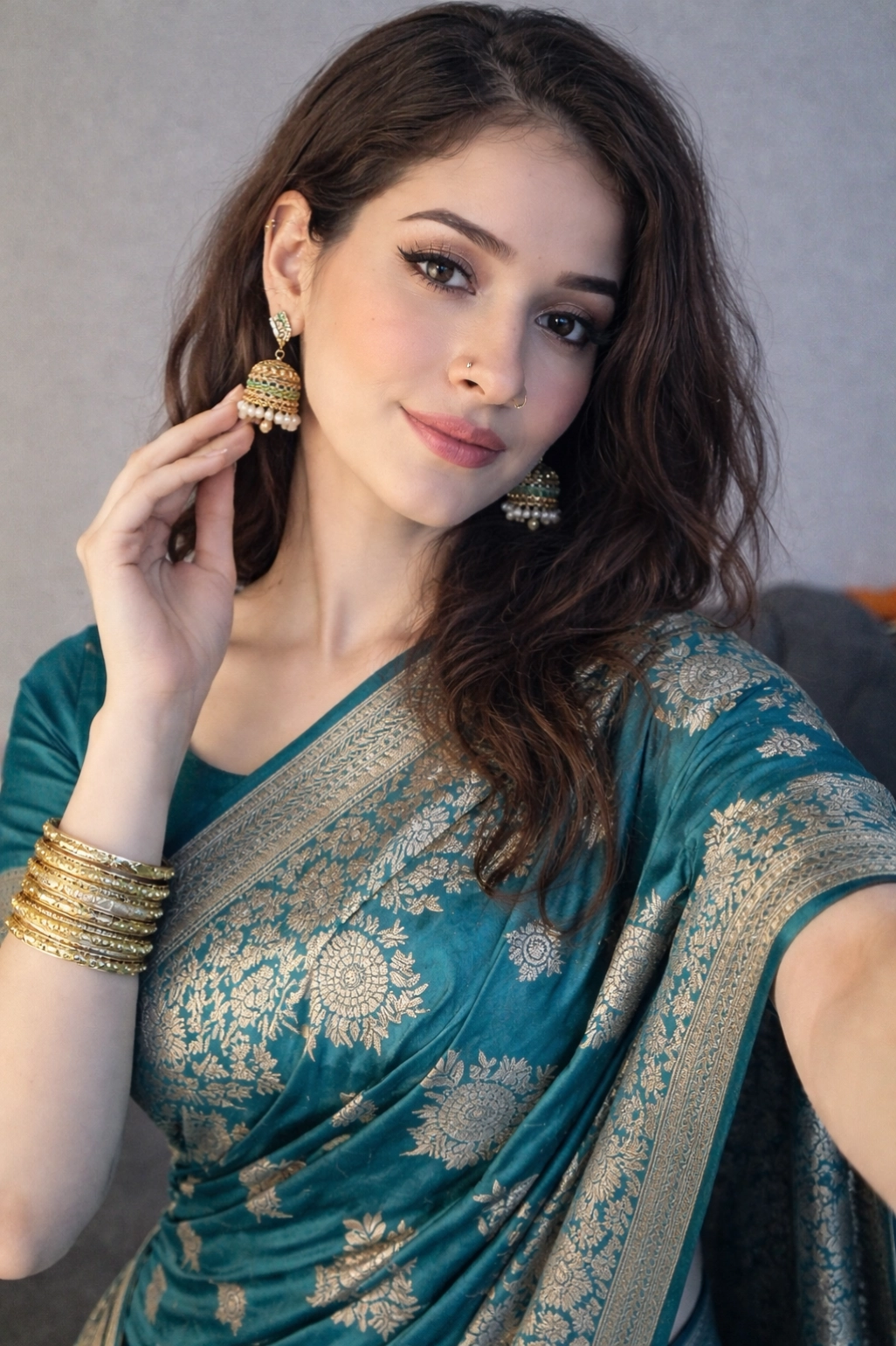 Rama Banarasi Silk Zari Saree Styled by Rachita