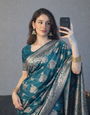 Rama Banarasi Silk Zari Saree Styled by Rachita