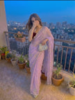 Light Pink jimmmy Choo Sequins Saree Styled by Ishaya