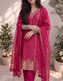 Rani Pink Chanderi Silk Stitched Suit Set