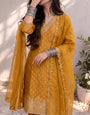 Yellow Chanderi Silk Stitched Suit Set