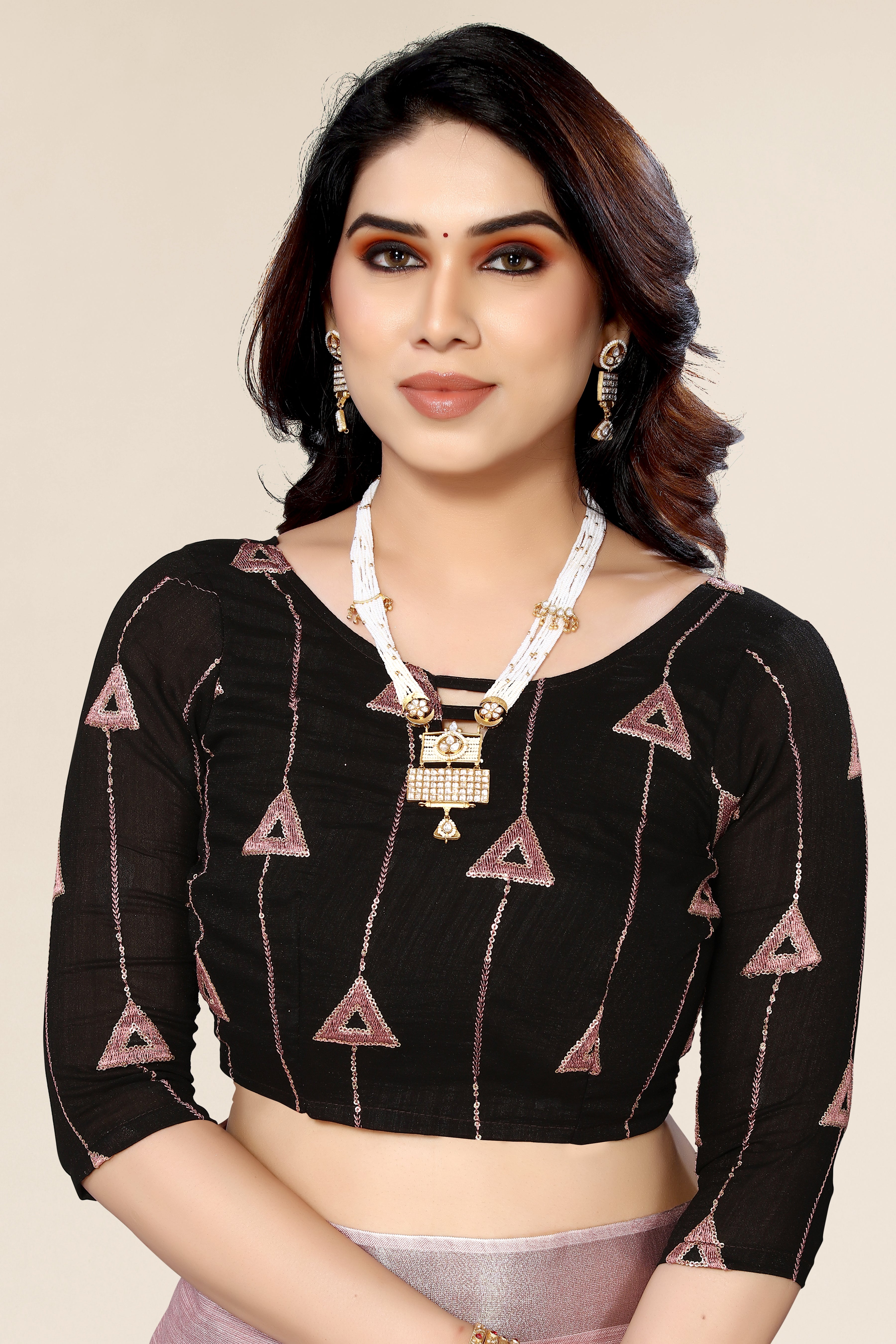 Soft fabric pink saree with embroidery work