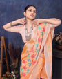 Orange Linen Embroidery Saree