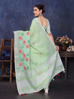 Green Linen Embroidery Saree