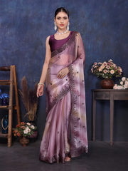 Purple Pure and Soft Jimmy choo Designer saree