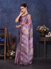 Purple Pure and Soft Jimmy choo Designer saree