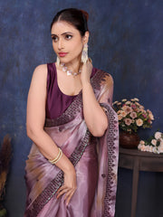 Purple Pure and Soft Jimmy choo Designer saree