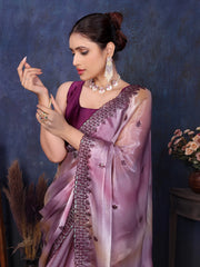 Purple Pure and Soft Jimmy choo Designer saree