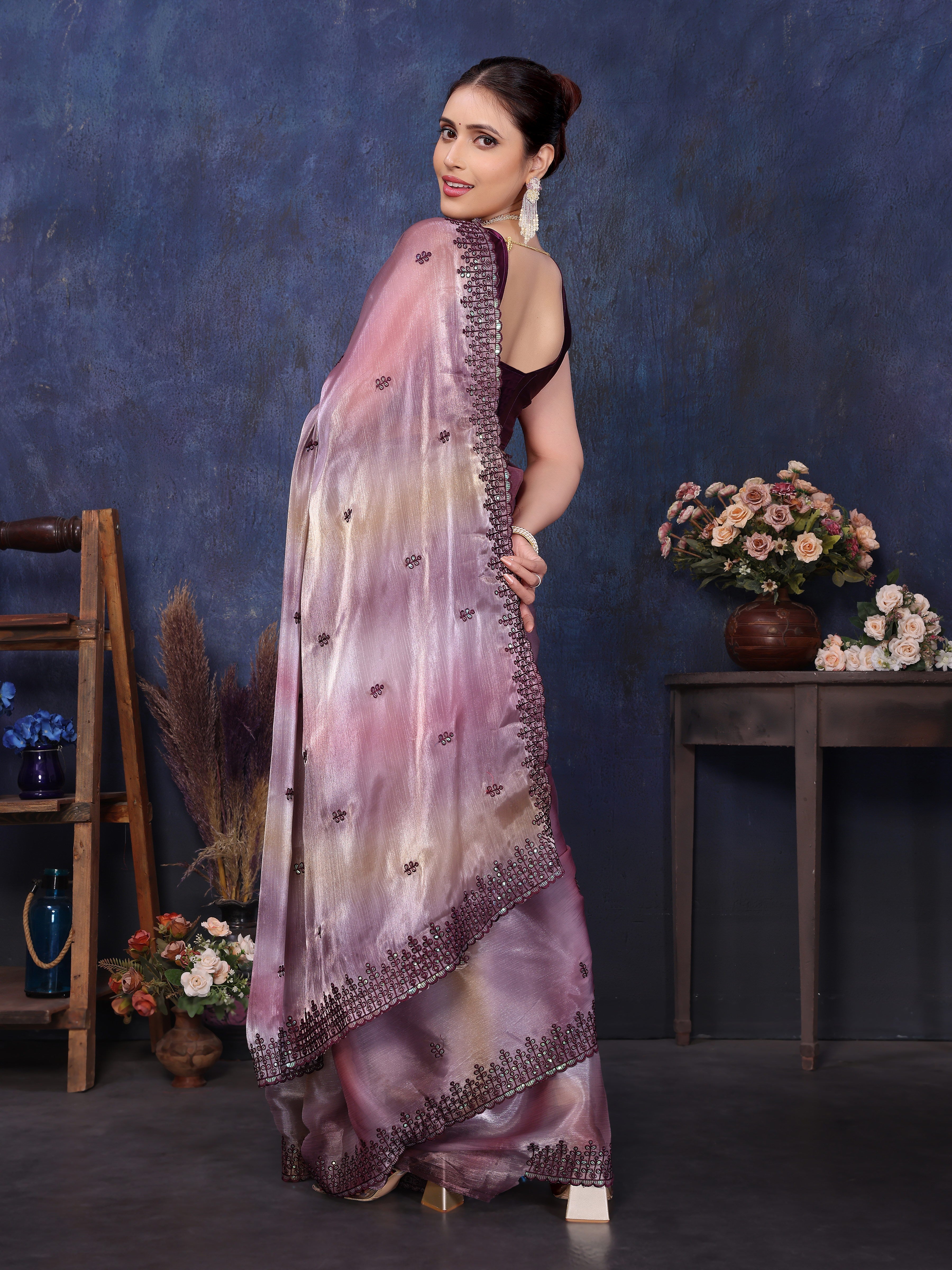 Purple Pure and Soft Jimmy choo Designer saree