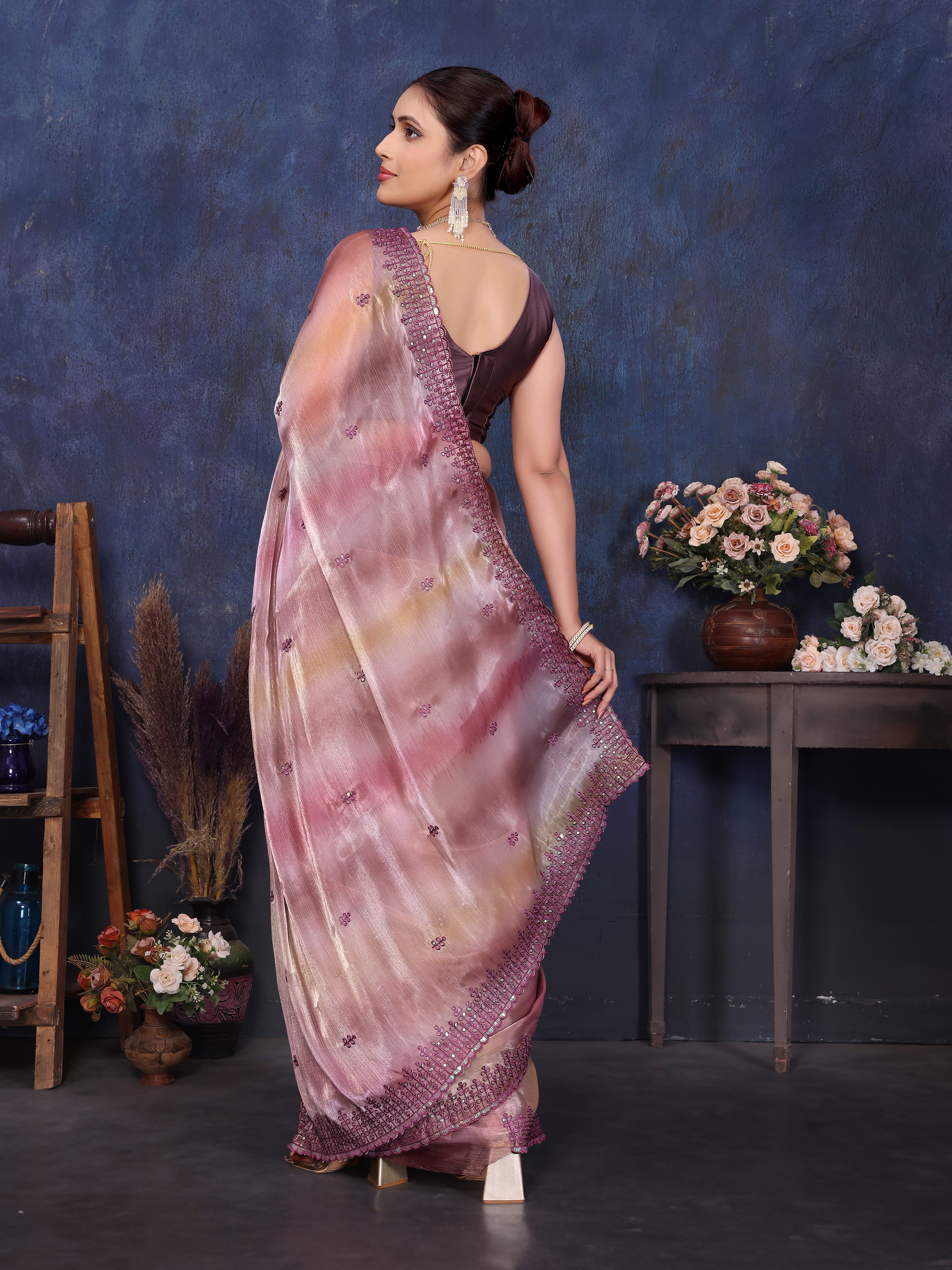 Pink Pure and Soft Jimmy choo Designer saree