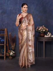 Light Brown Pure and Soft Jimmy choo Designer saree