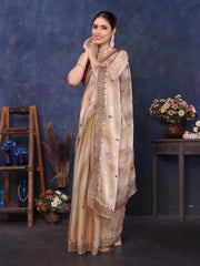 Light Brown Pure and Soft Jimmy choo Designer saree