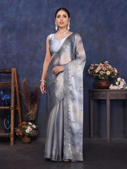 Grey Pure and Soft Jimmy choo Designer saree