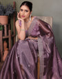 Purple Jimmy choo silk fabric saree with zari work