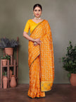 Yellow Gujarati Bandhani Handprint Saree