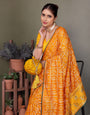 Yellow Gujarati Bandhani Handprint Saree