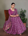 Purple Gujarati Bandhani Handprint Saree