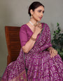 Purple Gujarati Bandhej Hand Print Saree