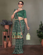 Green Gujarati Bandhej Hand Print Saree