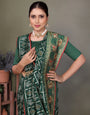 Green Gujarati Bandhani Handprint Saree
