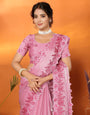 Pink Jimmy Choo Floral Embroidery Saree