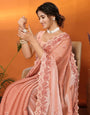 Orange Jimmy Choo Floral Embroidery Saree