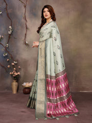 Pista Green Dola Jacquard Geometric Check Pattern Digital Print