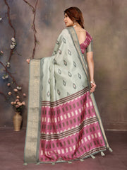 Pista Green Dola Jacquard Geometric Check Pattern Digital Print