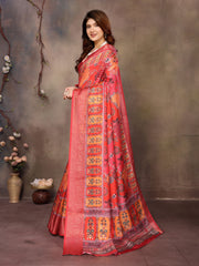 Red Dola jacquard with Rajasthani jhalak Digital Print