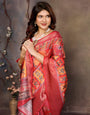 Red Dola jacquard with Rajasthani jhalak Digital Print Saree