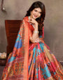 Orange Dola jacquard with Rajasthani jhalak Digital Print Saree