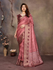 Wine Banarasi Jacquard Abstract Digital Print