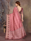 Wine Banarasi Jacquard Abstract Printed Saree