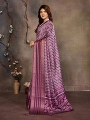Purple Banarasi Jacquard Geometry Digital Print