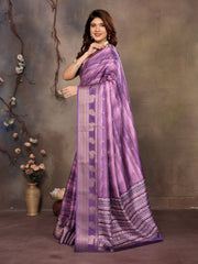 Purple Banarasi Jacquard Abstract Digital Print