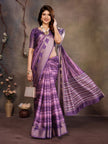 Purple Banarasi Jacquard Abstract Printed Saree